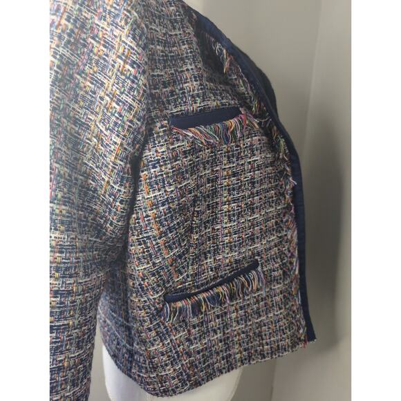 1901 chic tweed fringe rainbow pocket blazer jacket - Picture 5 of 9